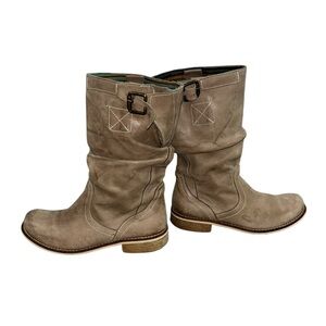 Elegant Taupe Moto Boots Size 36 (5.5 to 6)